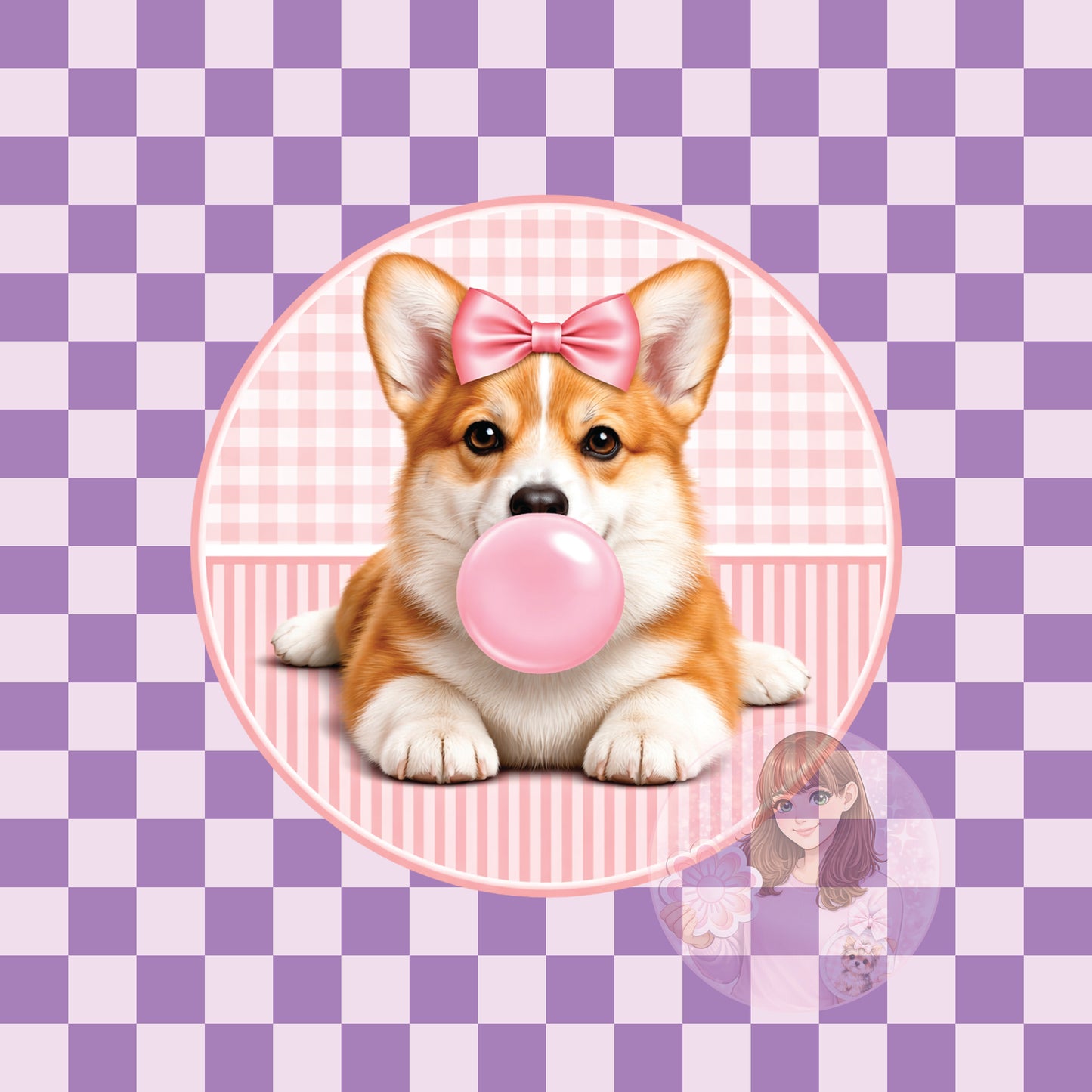 Bubblegum Corgi - round