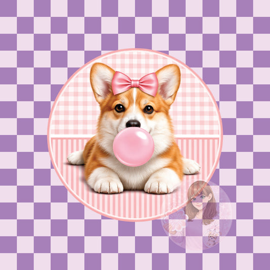 Bubblegum Corgi - round
