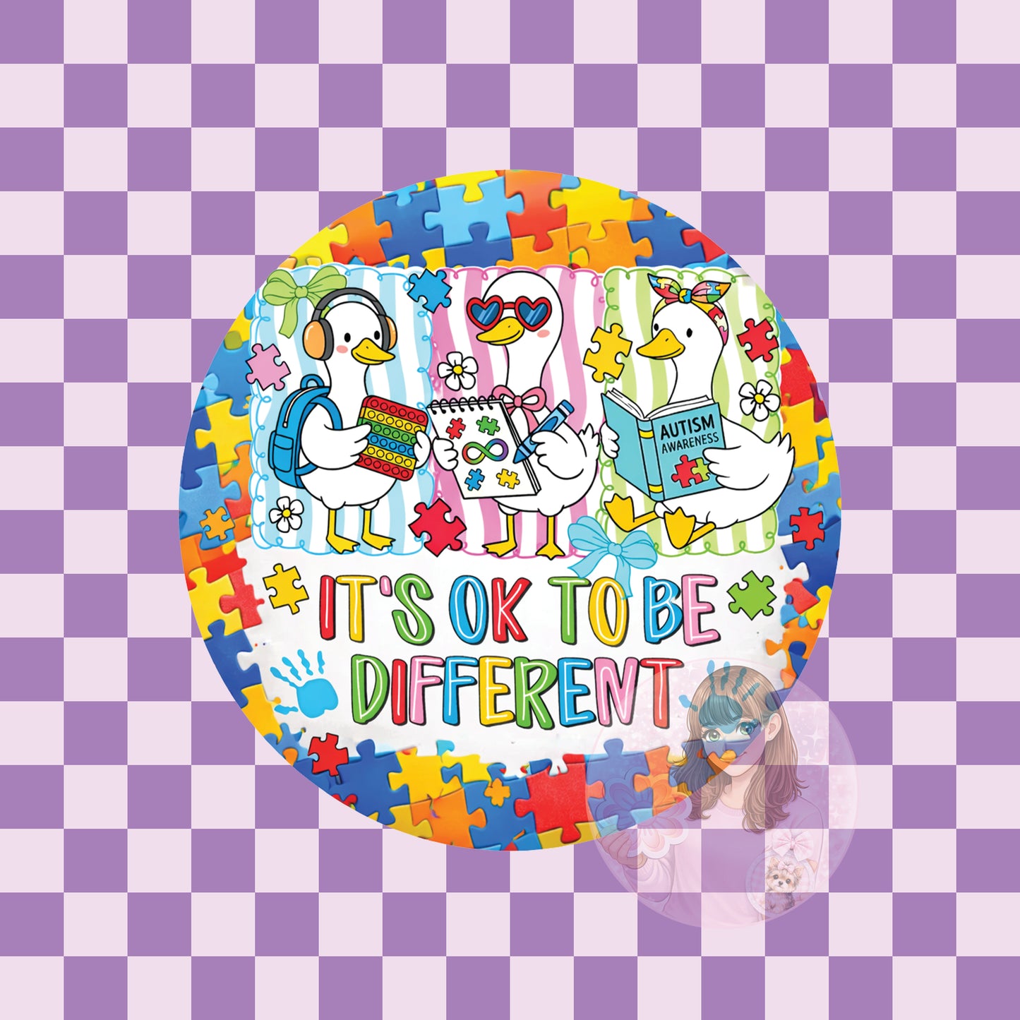 It's OK to be different autism awareness goose - round