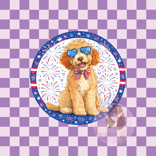 Patriotic Goldendoodle - round