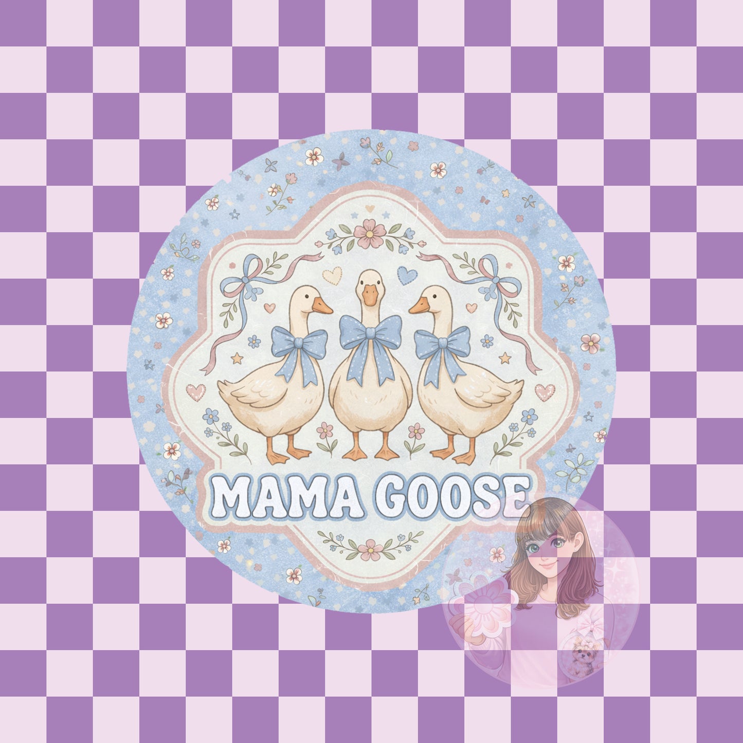 Vintage Mama Goose - round
