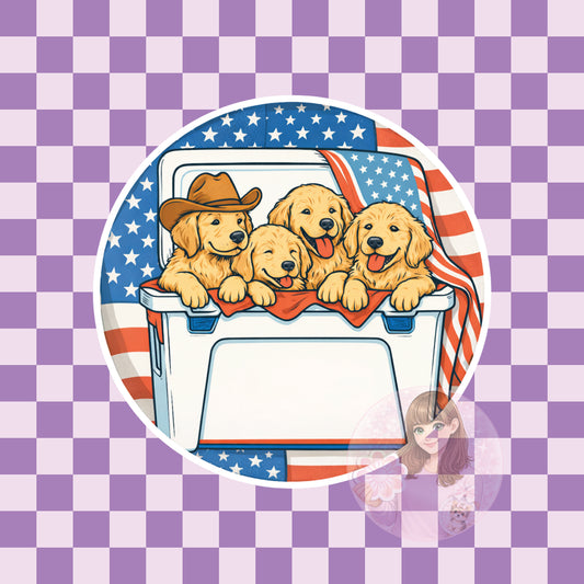 Puppies in cooler - round