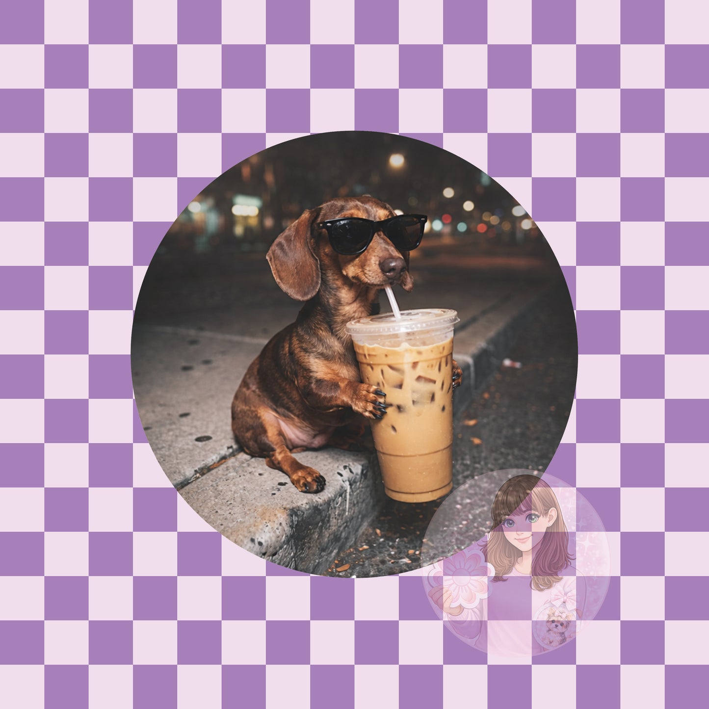 Dachshund coffee - round