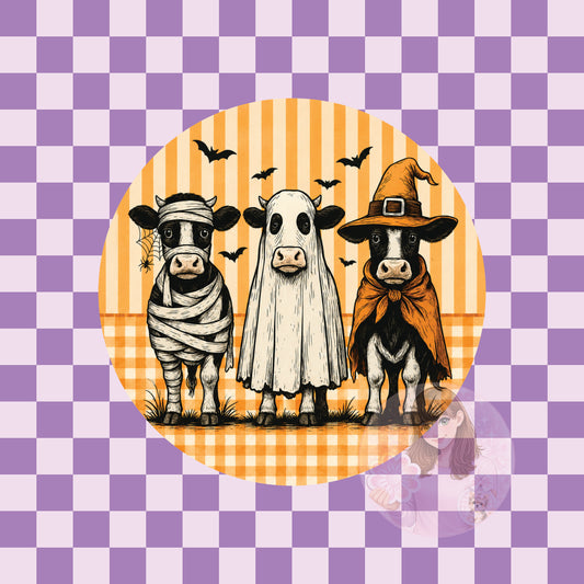 Halloween cow trio - round