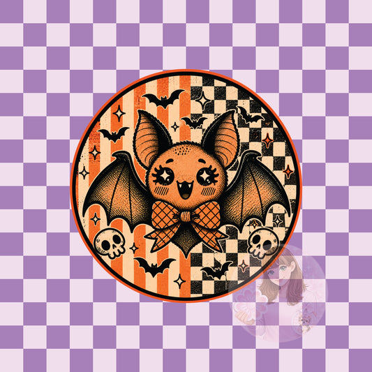 Bat with checkerboard and stripes - round