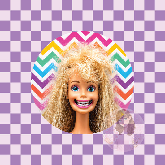 Crash out doll rainbow chevron - round
