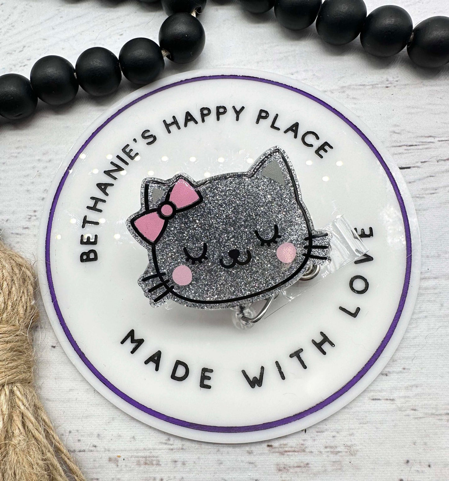 Cute kitty cat badge reel
