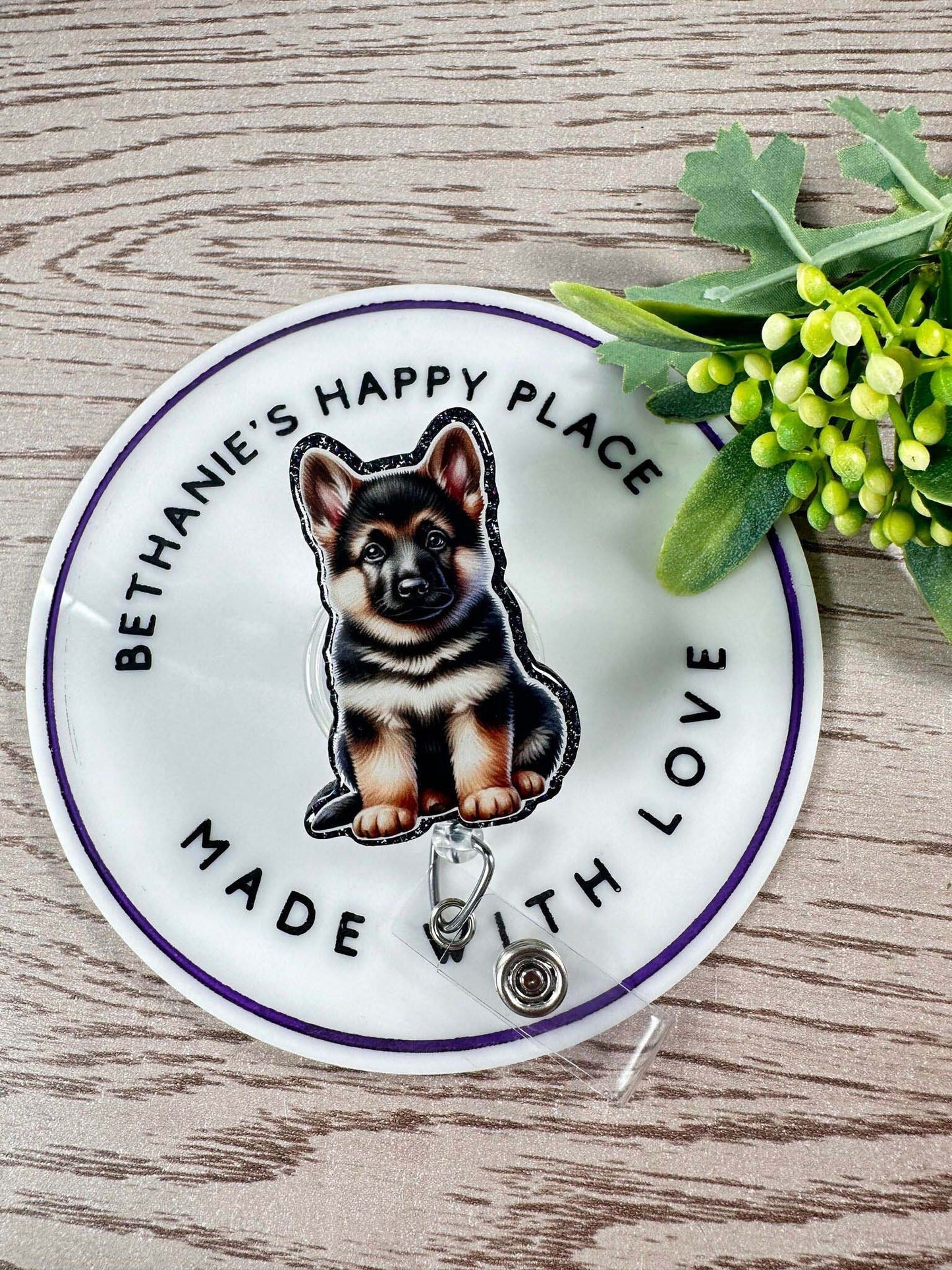 German Shepherd retractable badge reel