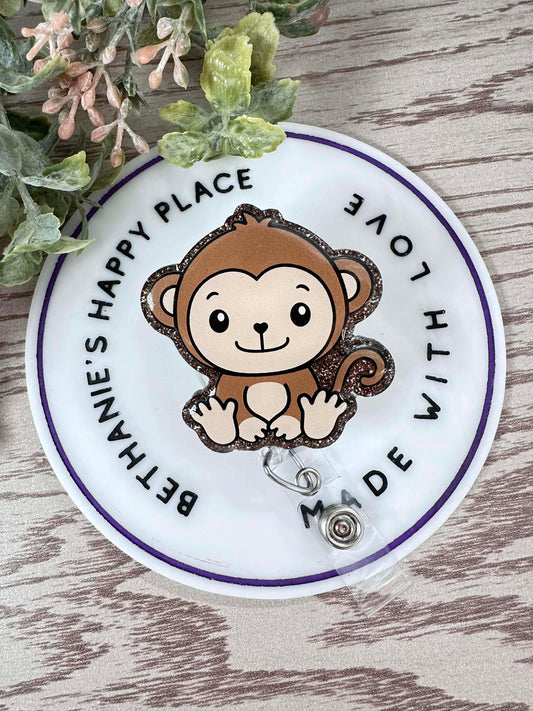 Monkey retractable badge reel