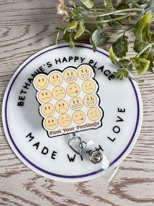 Feel your feelings retractable badge reel