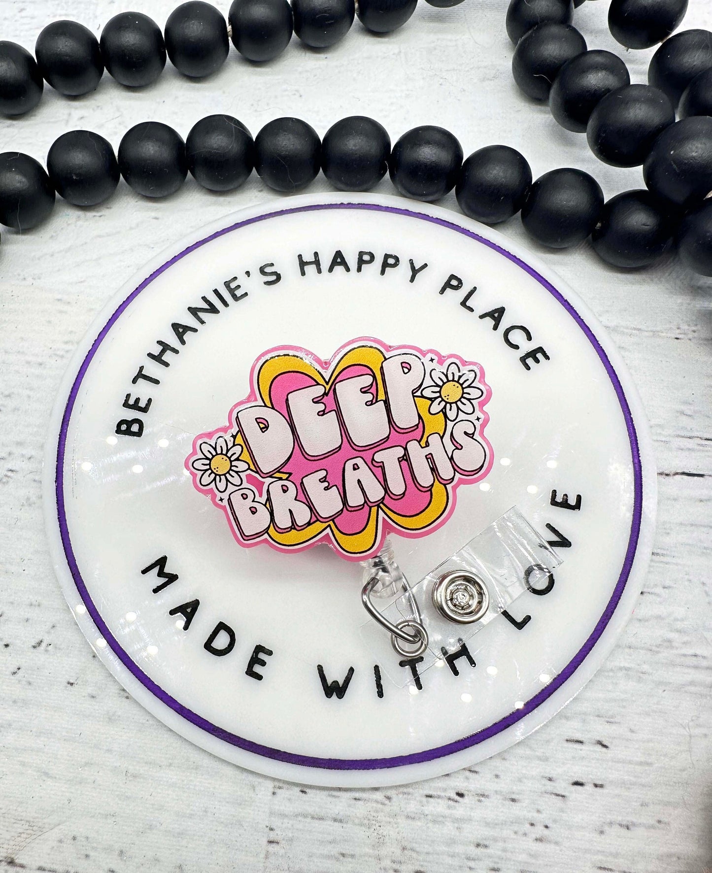 Deep breaths mental health badge reel
