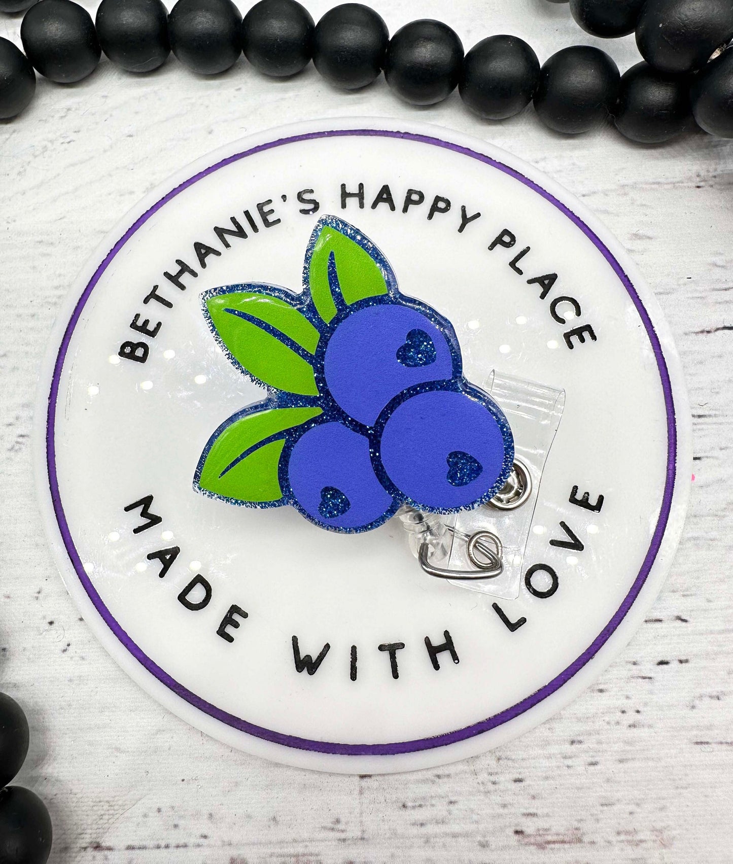 Blueberry badge reel