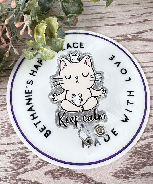 Keep calm retractable badge reel