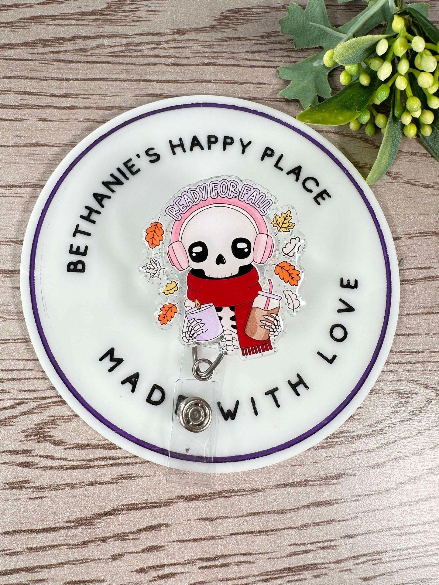 Ready for fall skeleton retractable badge reel