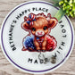 Patriotic highland cow retractable badge reel