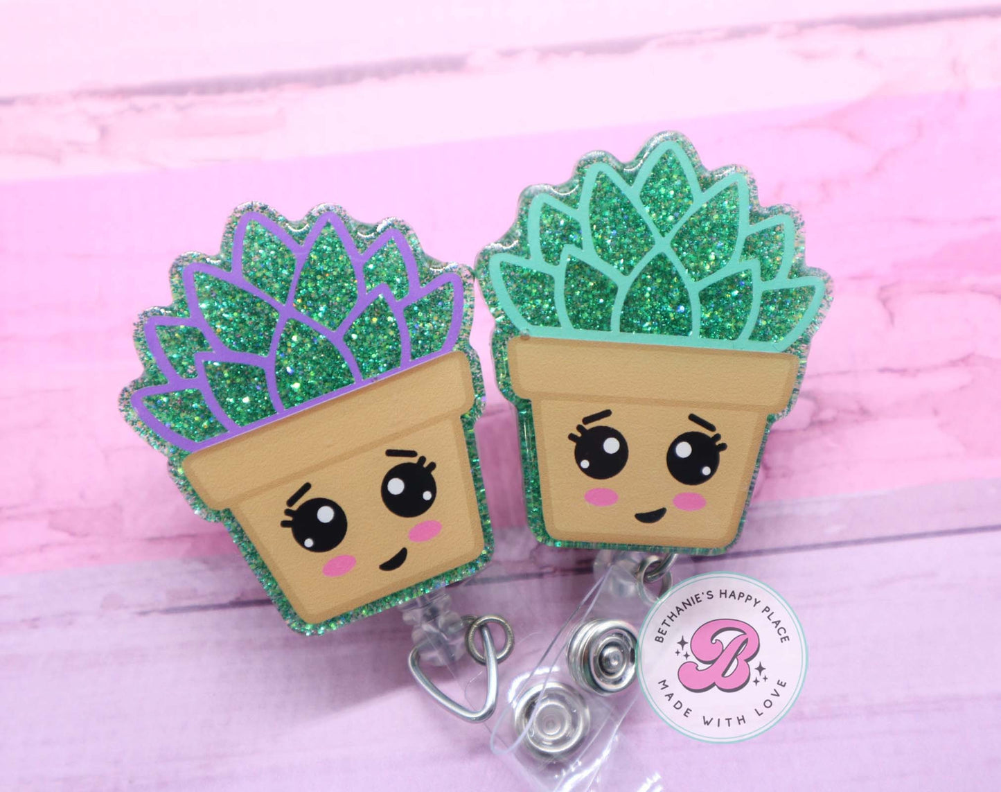 Succulent badge reel
