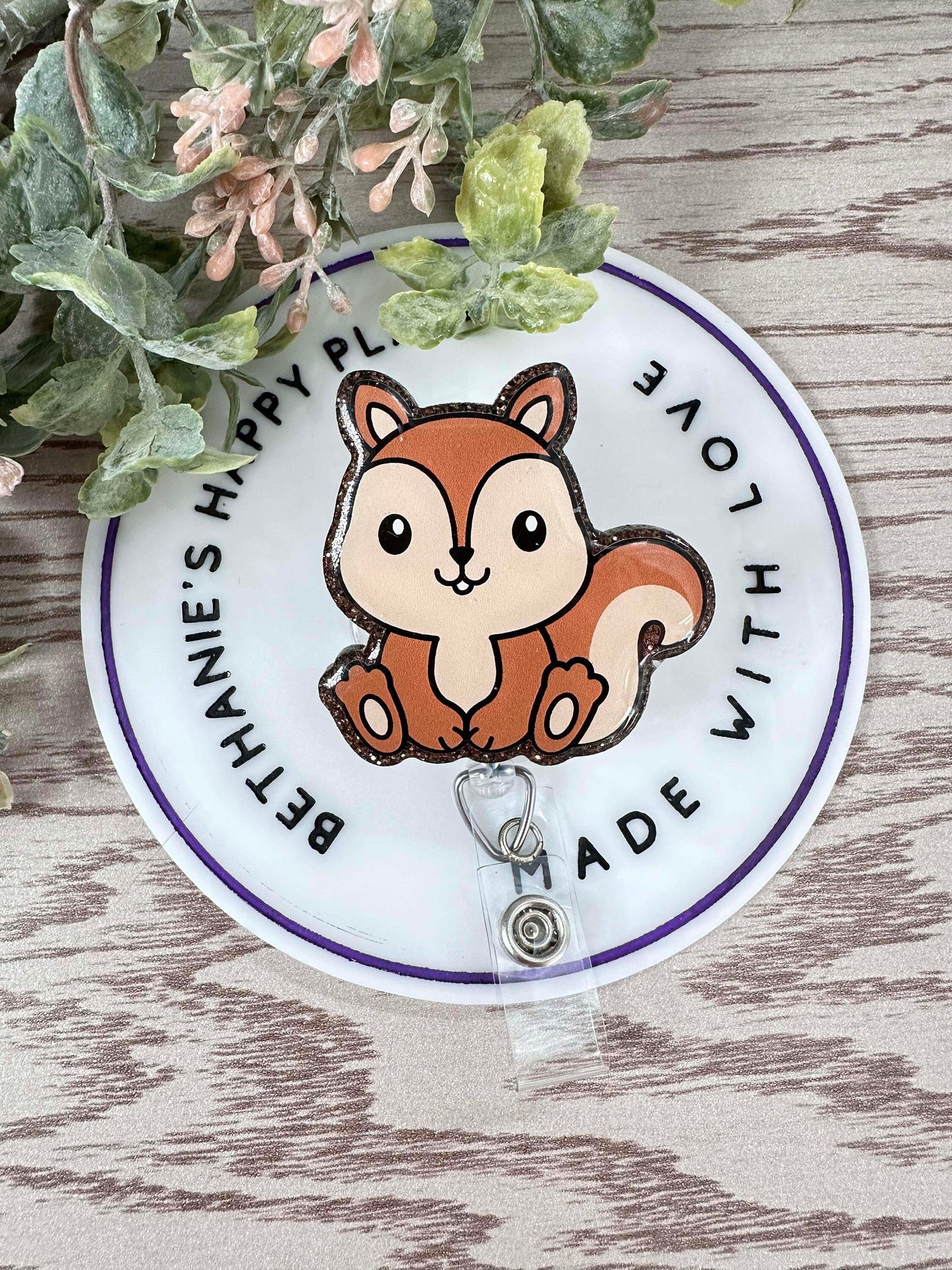 Cute squirrel retractable badge reel,