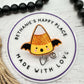 Halloween candy corn bat badge reel