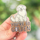So golden retractable badge reel