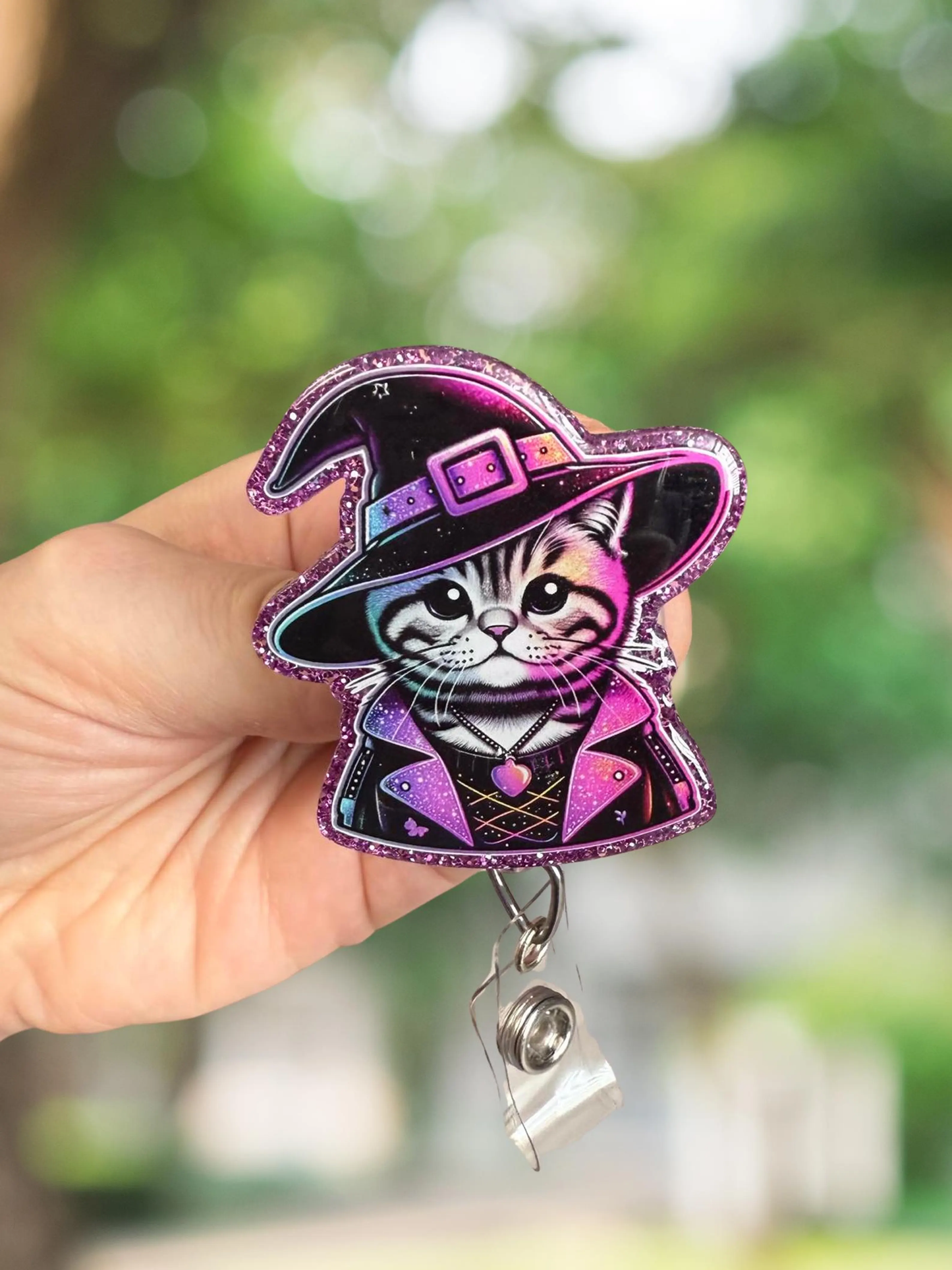 Witch Cat Retractable Badge Reel