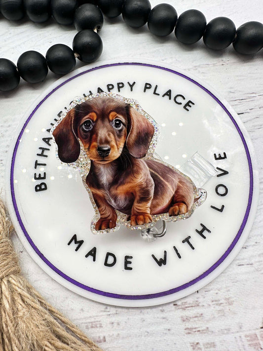 Dachshund dog retractable badge reel