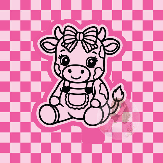 Cow in overalls and bow silicone freshie mold