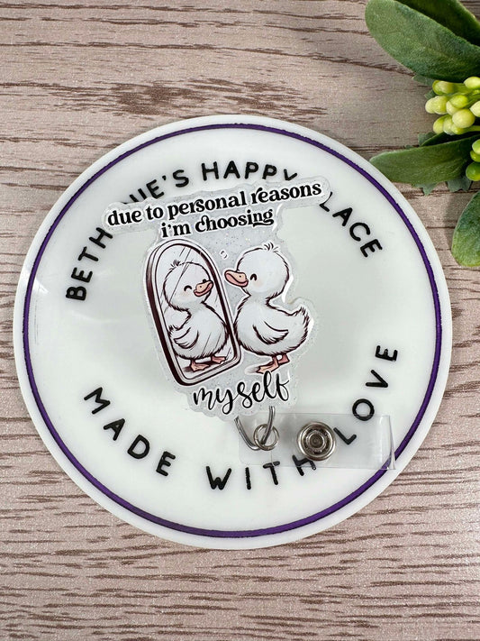 Self love duck retractable badge reel