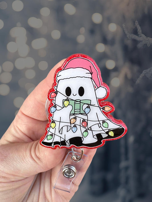 Christmas ghost retractable badge reel