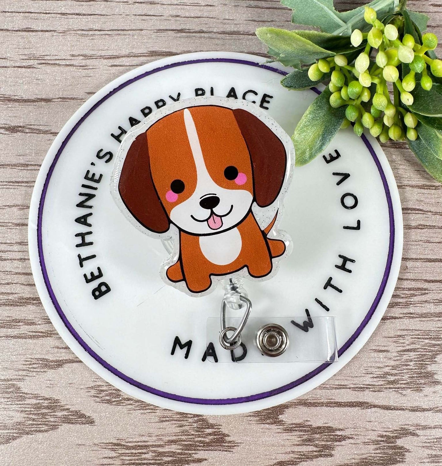 Cute Beagle retractable badge reel