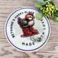Chicken with boots retractable badge reel