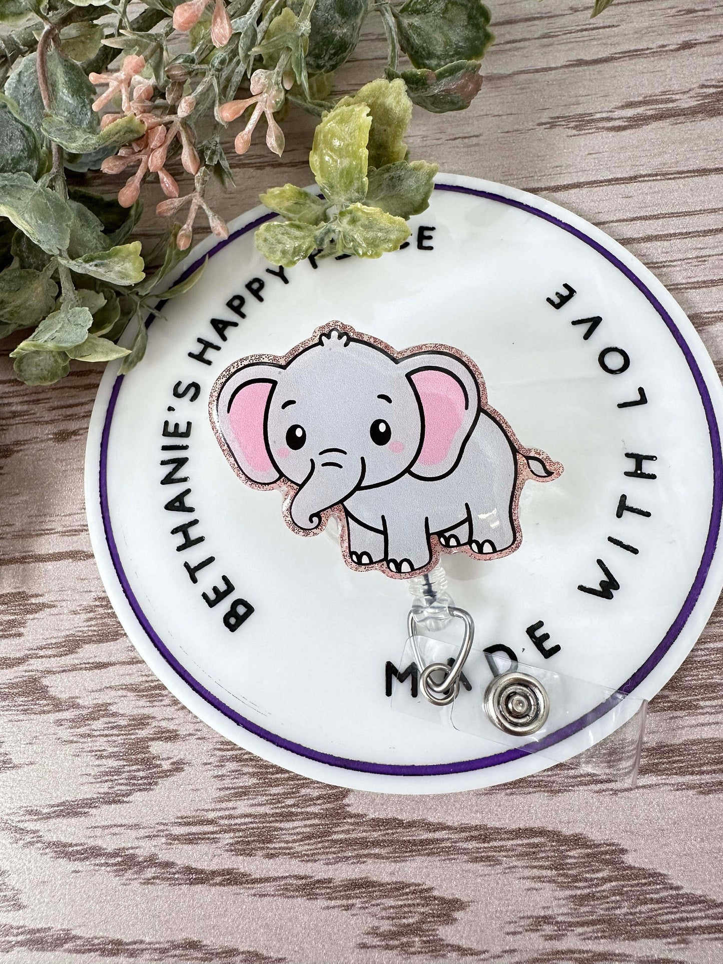 Elephant retractable badge reel