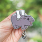 Silly hippo retractable badge reel