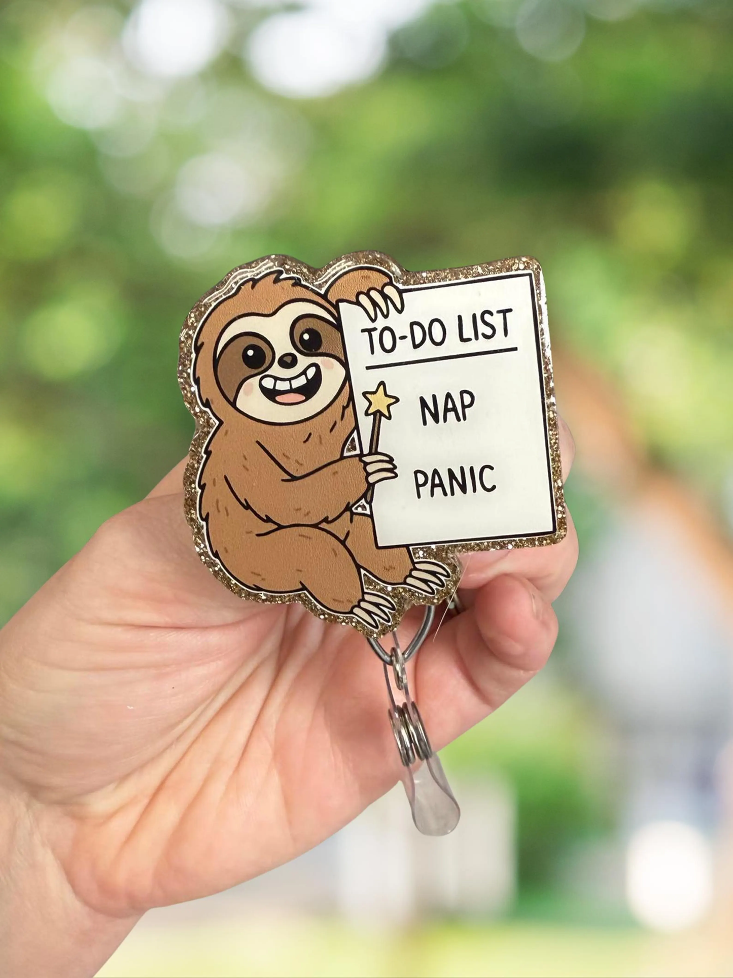 Sloth To Do List Retractable Badge Reel