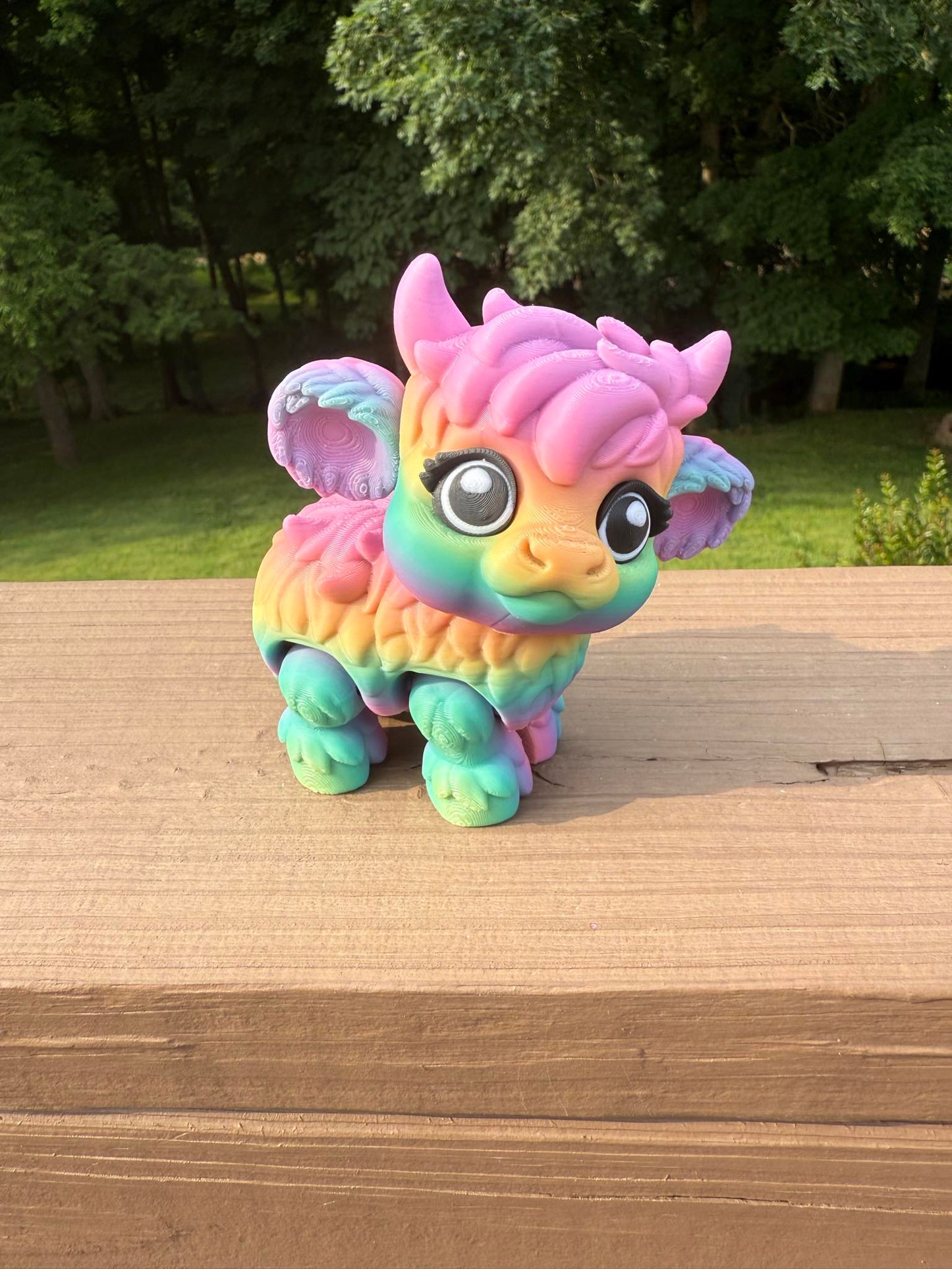 Rainbow cow articulated 3D figurine