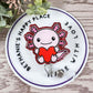 Axolotl love Valentine's Day retractable badge reel
