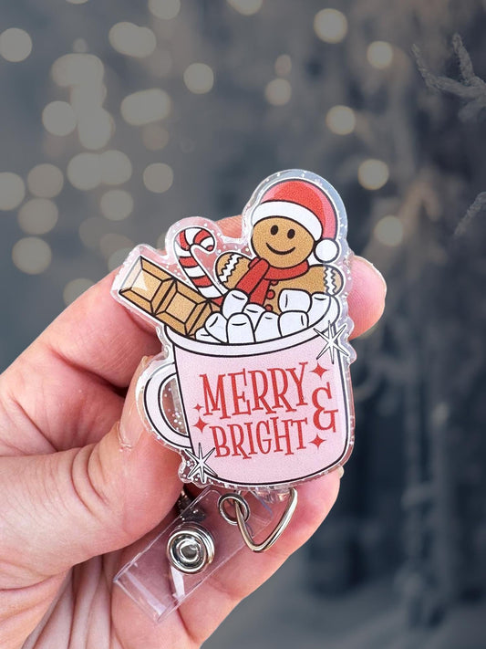 Hot chocolate Christmas retractable badge reel