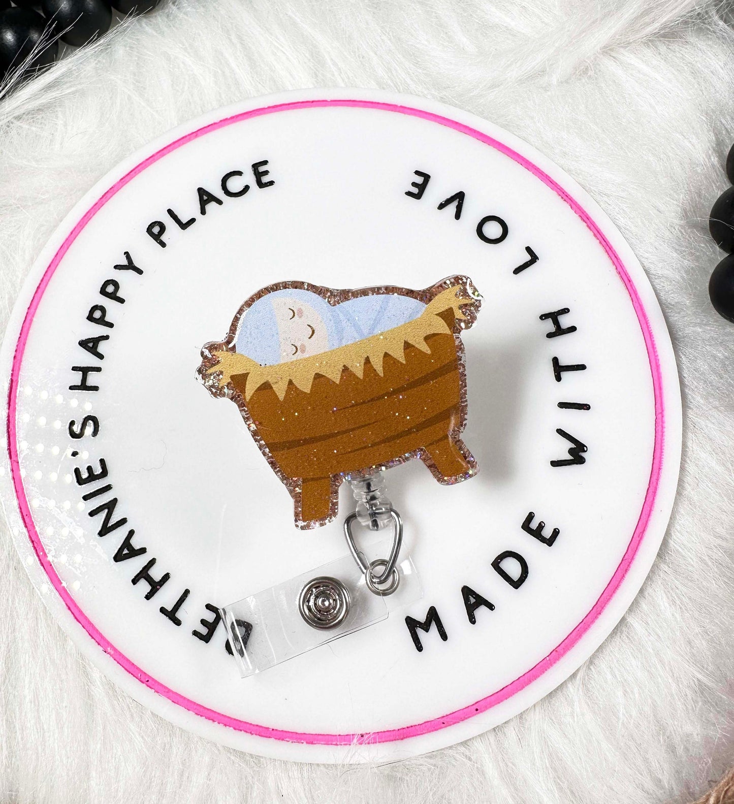 Baby Jesus retractable badge reel