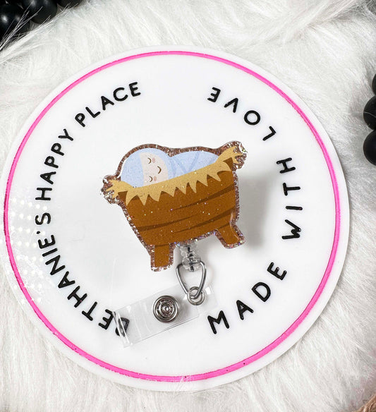 Baby Jesus retractable badge reel