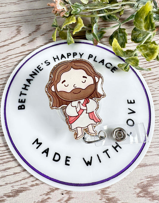 Jesus retractable badge reel