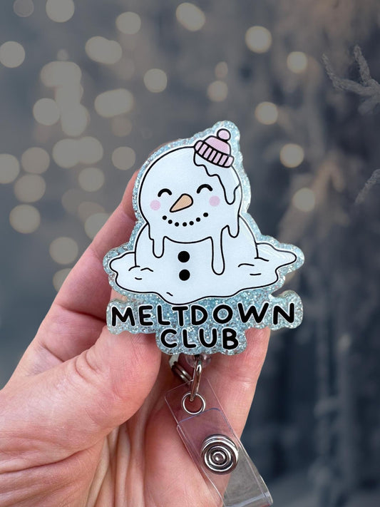 Meltdown club snowman retractable badge reel
