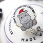 Christmas hippo badge reel