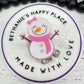 Pink snowgirl retractable badge reel