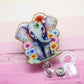 Floral elephant badge reel