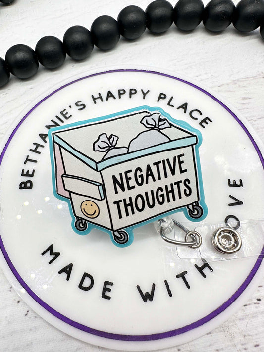 Negative thoughts mental health dumpster badge reel