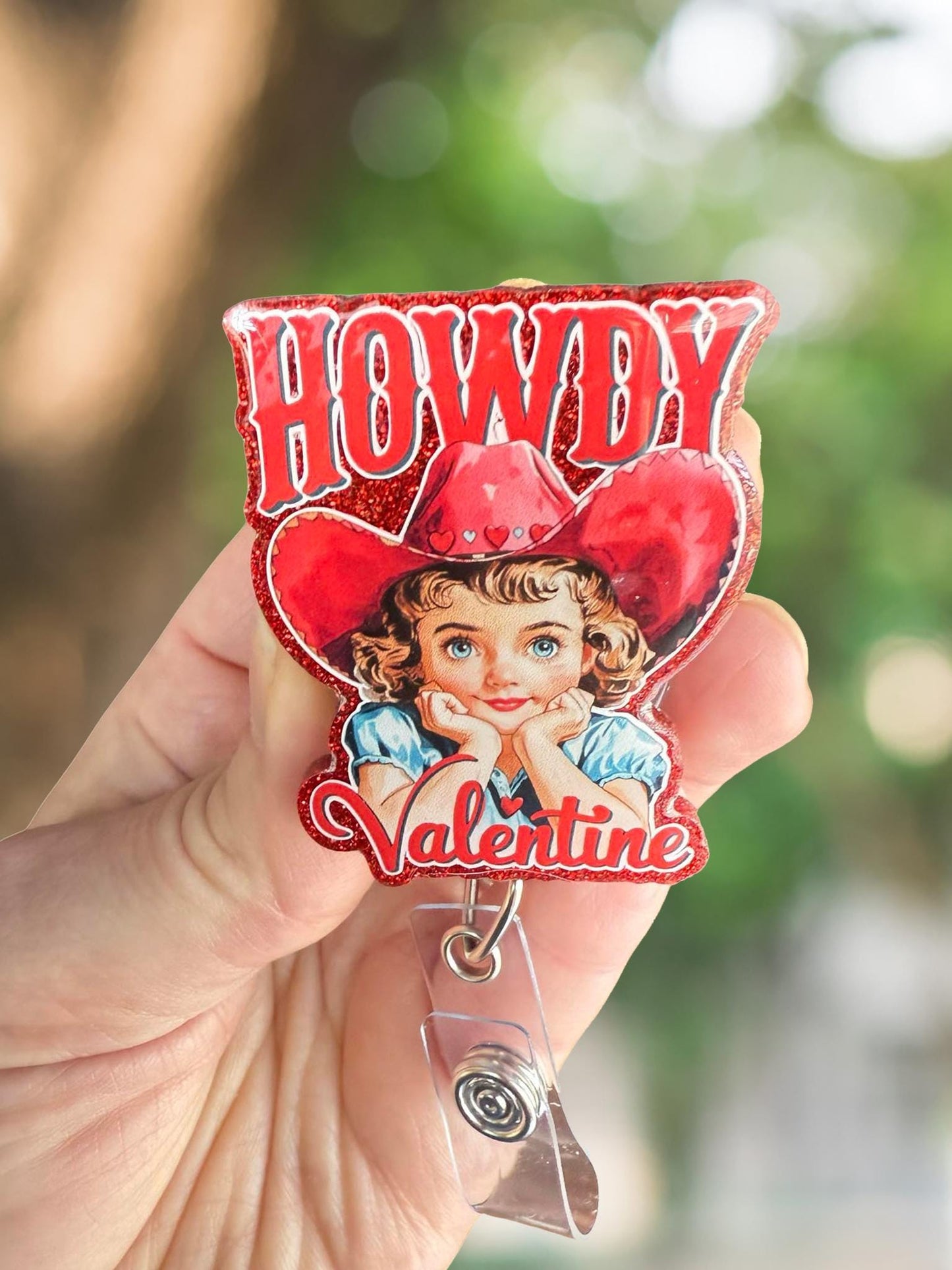 Howdy Valentine retractable badge reel