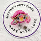 Pink sea turtle badge reel