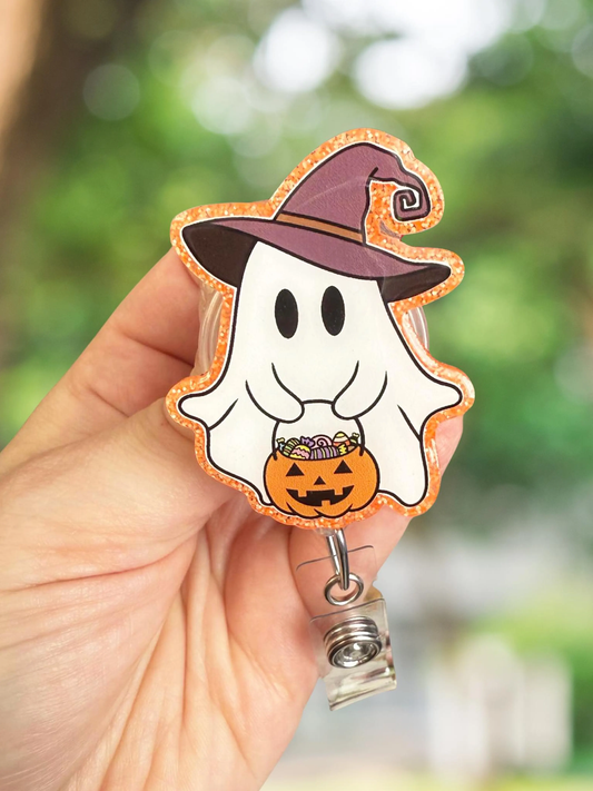 Ghost with Pail Retractable Badge Reel