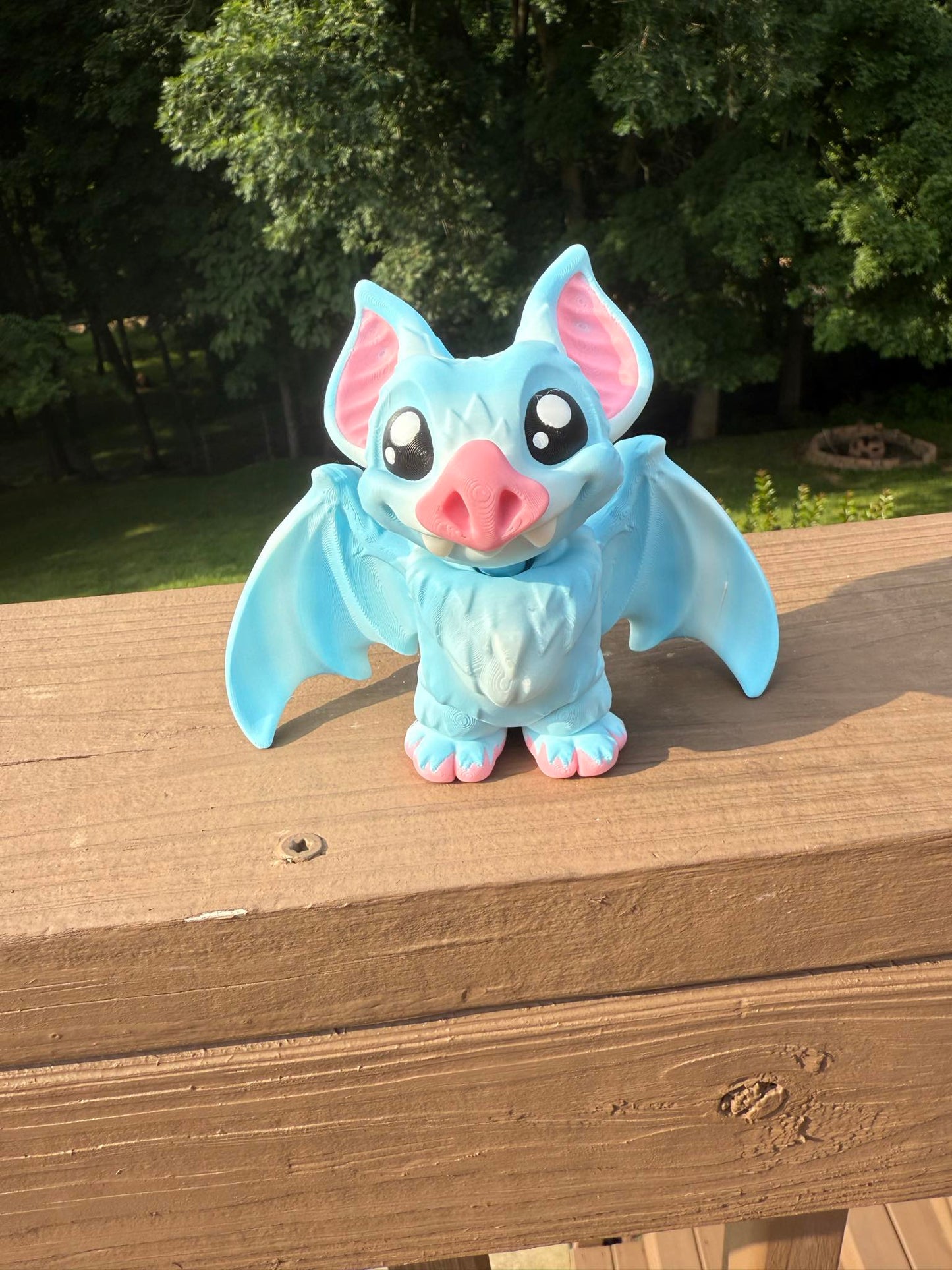 Blue bat 3D printed articulated figurine