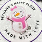 Pink snowgirl retractable badge reel