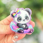 Panda Bear in rainbow tutu badge reel